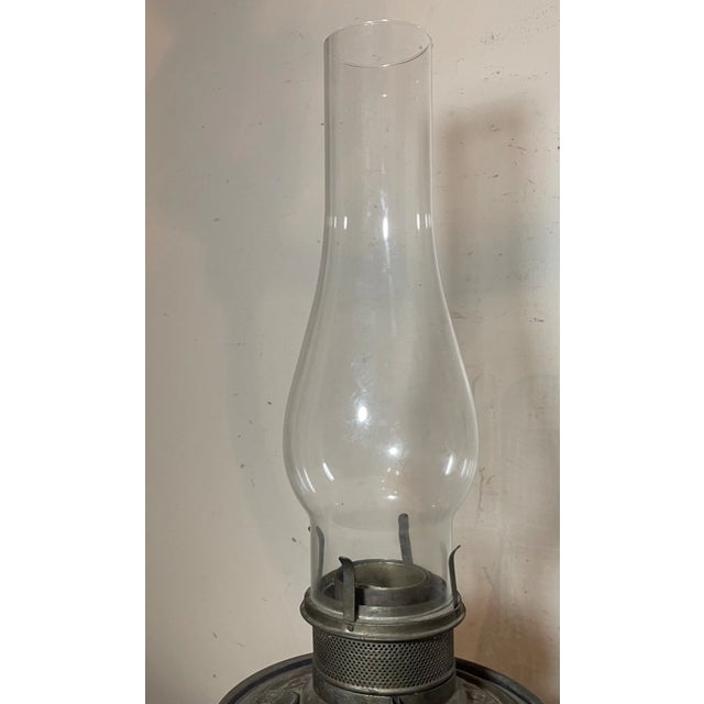 Silver Antique R&h Ornate 1800's Silverplate Victorian Glass Oil Table Parlor Lamp For Sale - Image 8 of 15