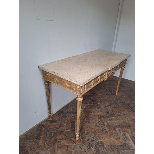 Wood Louis XVI Style Gilt Console Table, 1890 For Sale - Image 7 of 8