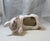 White Mid Century Ceramic Baby Donkey Planter Pink & White Spaghetti Detail For Sale - Image 8 of 10