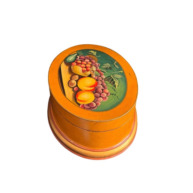 Maitland-Smith Hand Painted Fruit Box With Brass Hand Handle For Sale - Image 10 of 10