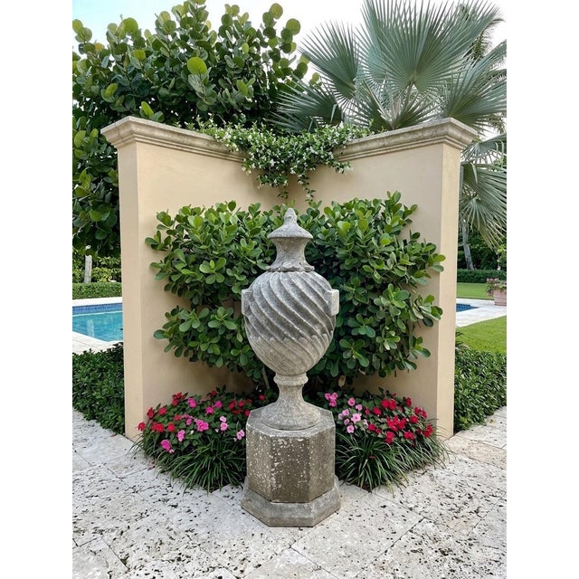 Classic Cast Stone Spiral Urn Finial For Sale - Image 10 of 12