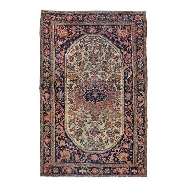 Antique Farahan Sarouk Rug 4'4'' x 6'7'' For Sale