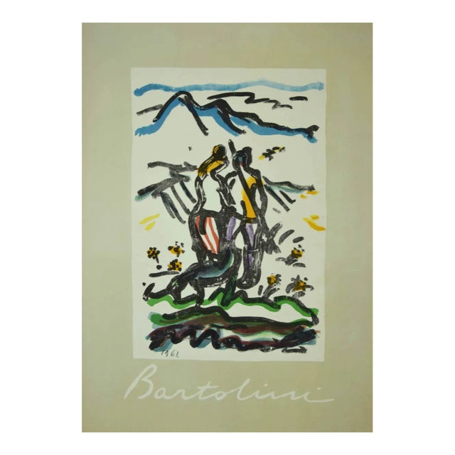 Luigi Bartolini, At the Seaside, Lithograph, 1962 For Sale