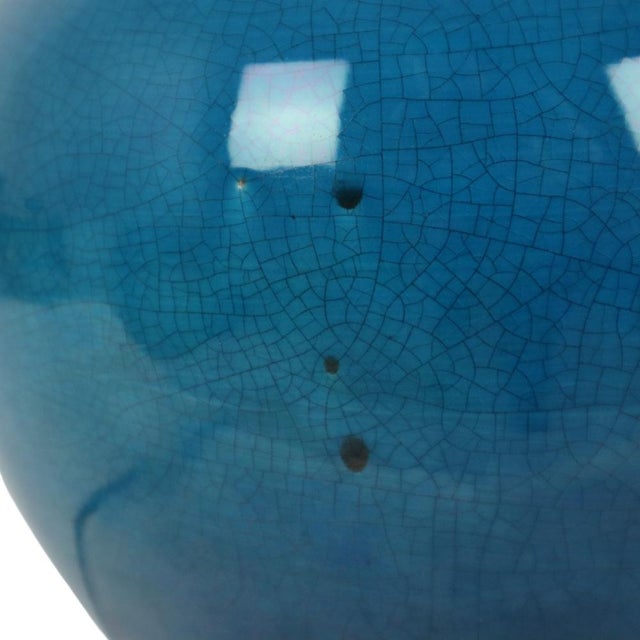 Large Italian Round Blue Ceramic Lamp, 1970s For Sale - Image 13 of 14