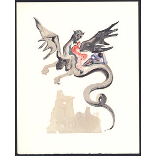 1963 Dalí Divine Comedy Engraving Enfer Chant 18 "Sur Le Dos De Géryon" (On the Back of Geryon) For Sale
