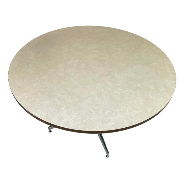 1960s MCM Eames Style 4' Round Table Metal Base For Sale - Image 10 of 11