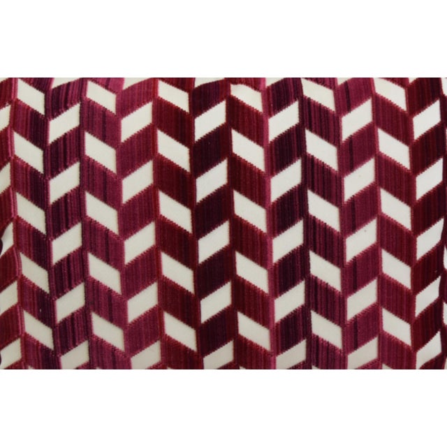 Schumacher Designer Schumacher Chevron Strié Velvet Feather/Down Pillow For Sale - Image 4 of 5