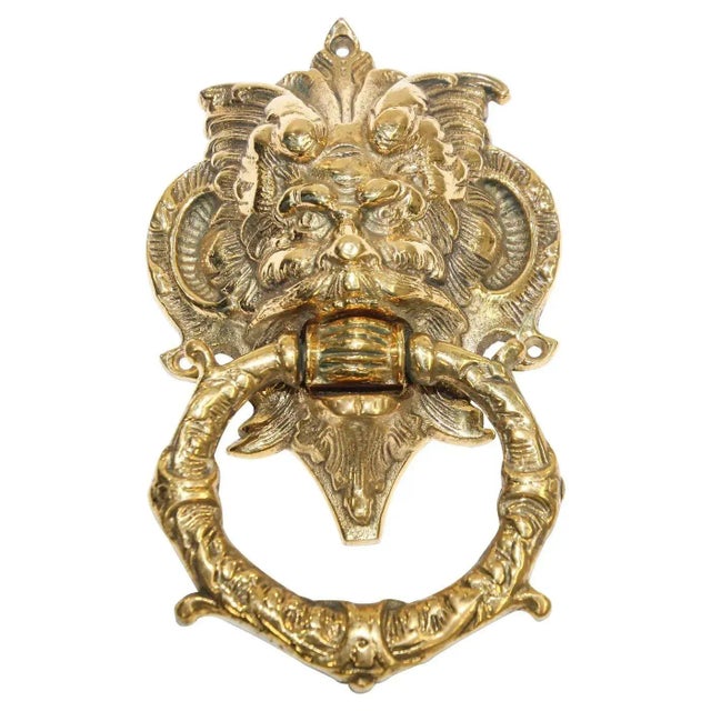 Vintage Solid Brass Italian Gothic Devil Door Knocker For Sale - Image 11 of 11