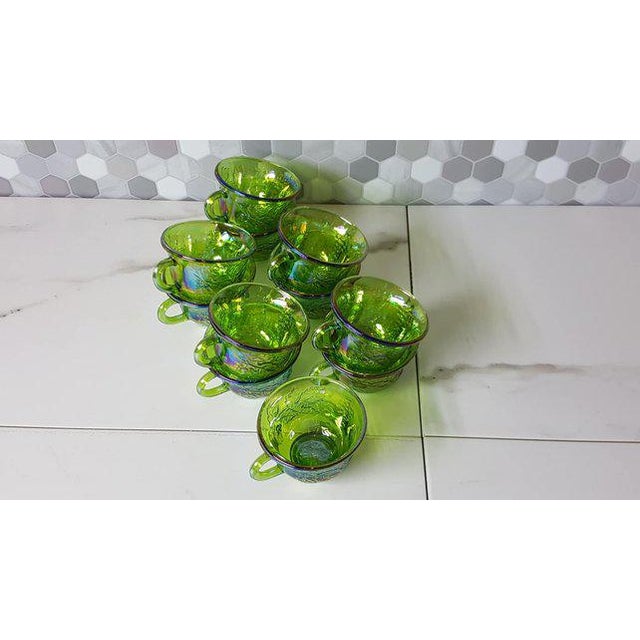 1970's Vintage Indiana Glass Company of Dunkirk Green Glasses Set of