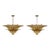 Pairs of Amber Palmette Murano Glass Chandelier – 58 Hand-Blown Amber Glass Leaves, Italy For Sale