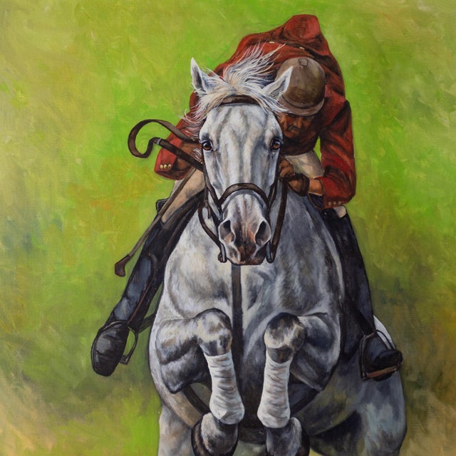 British Equestrian Horse Race or Fox Hunt Painting by Sheila Somersville For Sale - Image 9 of 12