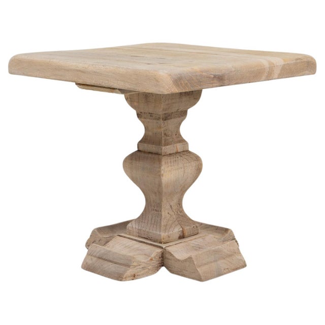 1970s French Oak Pedestal Side Table For Sale - Image 15 of 18