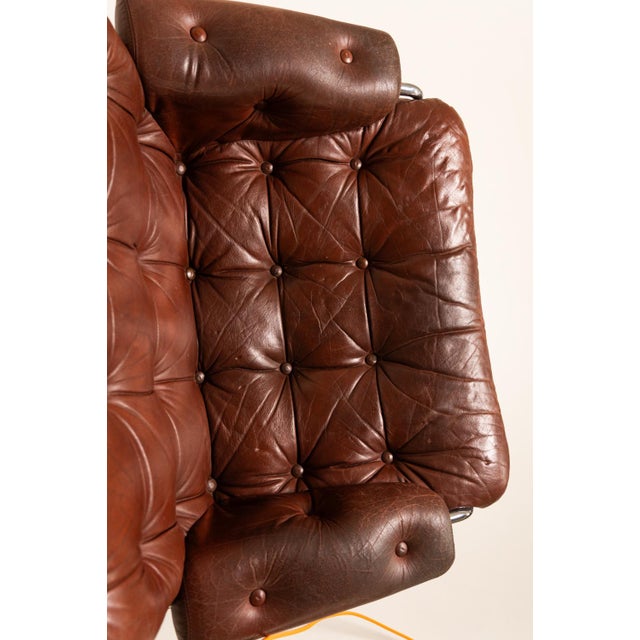 Leather and Chromed Steel Lounge Chair, Sweden, 1960s For Sale - Image 9 of 11