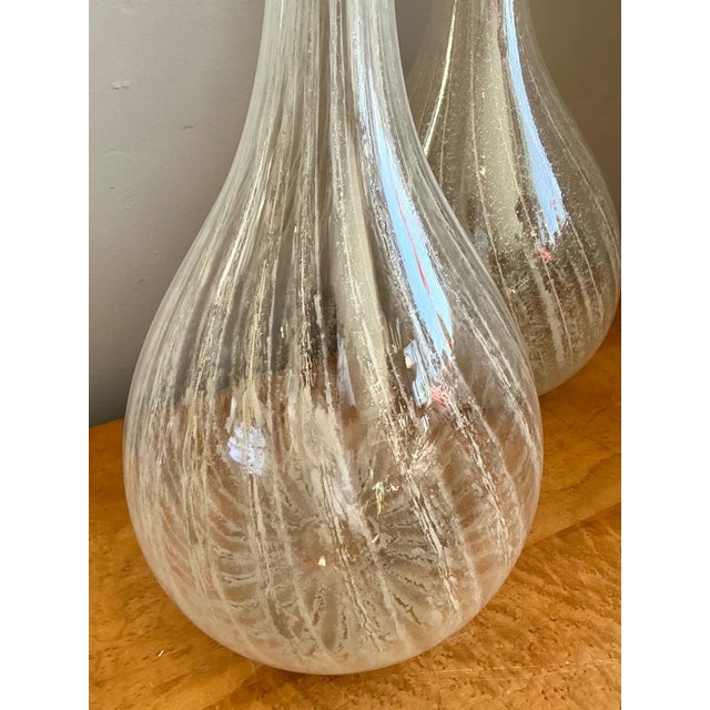 Vintage Monumental Murano Handblown Glass Bottles With Stoppers - Pair For Sale - Image 14 of 18