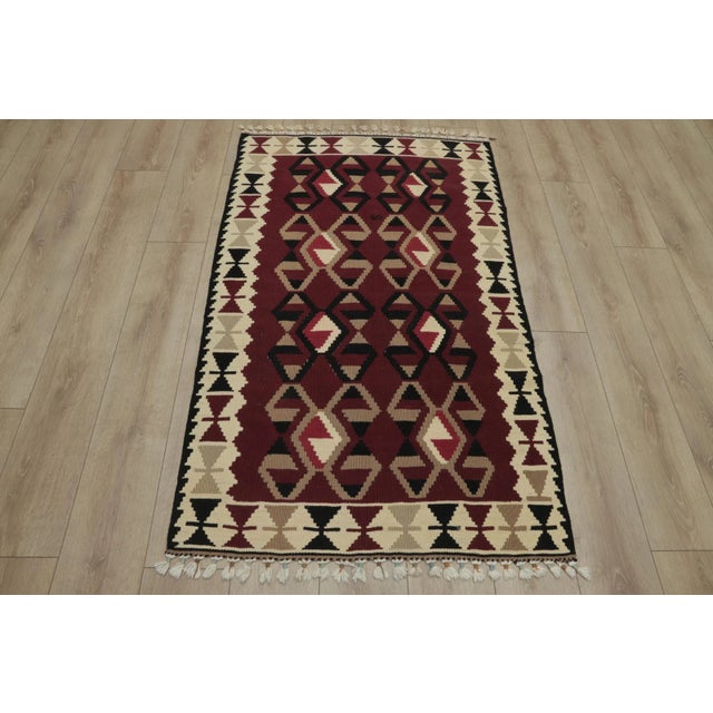 1960s Traditional Burgundy Wool Rug For Sale - Image 13 of 13