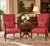 A handsome pair of Hickory Chair Fisk lolling armchairs, model HC1904-11, from the James River Upholstery Collection,...