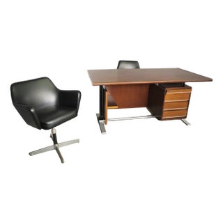 Desk & 2 Chairs from Fantoni, 1960s, Set of 3 For Sale