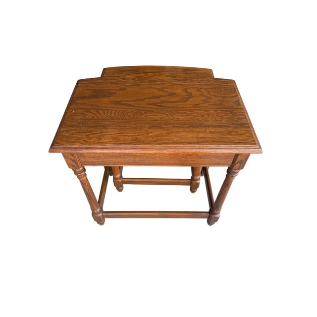 Ethan Allen Ethan Allen Oak Nesting Tables - A Pair For Sale - Image 4 of 14