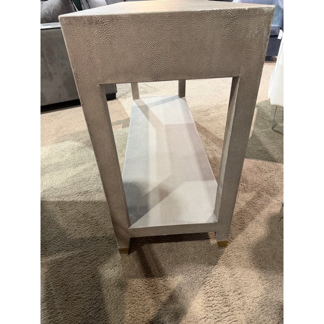 The Restoration Hardware “Graydon” Shagreen Console Table brings a refined, textural presence to the modern interior with...