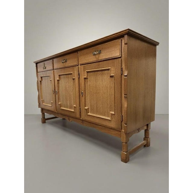 Danish Brutalist Oak Sideboard, 1960s Architectural Design For Sale - Image 6 of 7