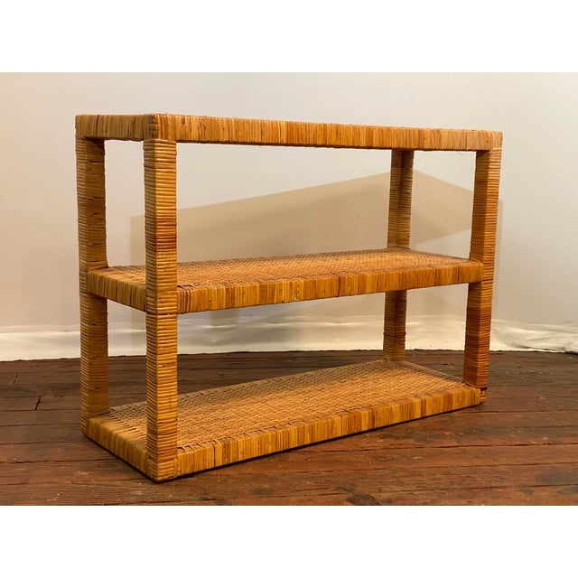 Danny Ho Fong Three Tier Wrapped and Woven Rattan Console Table For Sale - Image 4 of 11