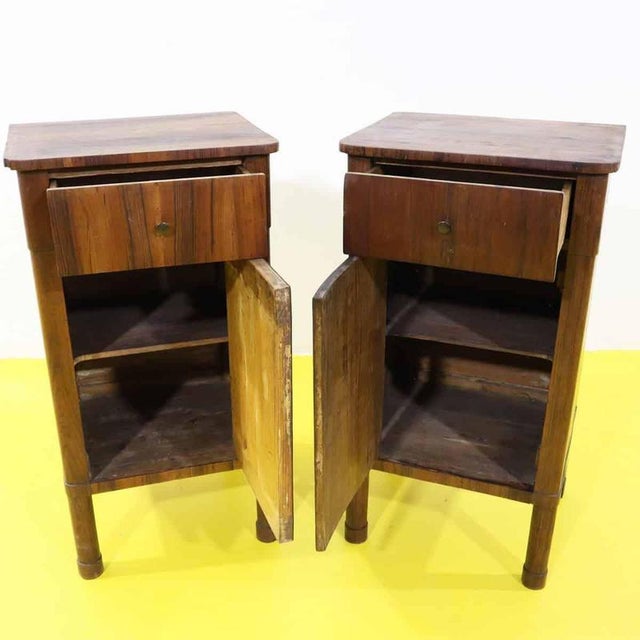 Restoration Nightstands in Walnut with Drawer and Door For Sale - Image 6 of 13