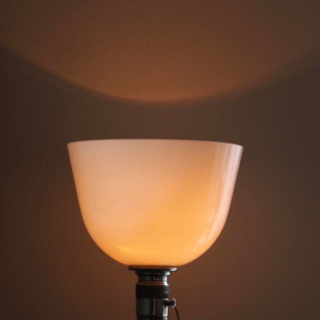 Art Deco French Metal and Opaline Glass Table Lamp from Mazda, 1930s For Sale - Image 10 of 11