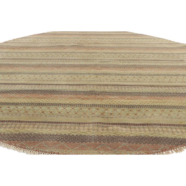 Transitional Striped Round Rug - 08'00 X08'00 For Sale - Image 4 of 7