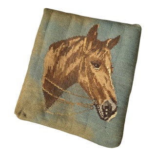 Needlepoint Horse Footstool For Sale