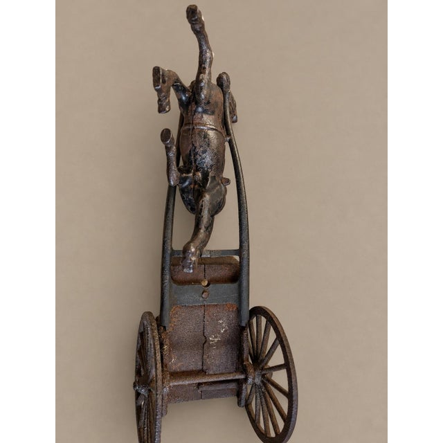 1900 - 1909 Antique Cast Iron Horse and Cart Pull Toy (Circa 1900–1920) For Sale - Image 5 of 6