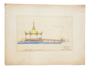 San Francisco Bay Exposition Architect's Original Preliminary Design "Lagoon Bandstand" C.1938