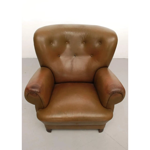 Vintage Danish Club Chair in Leather For Sale - Image 10 of 11