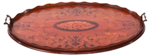Antique Oval Satinwood Inlaid Serving Tray