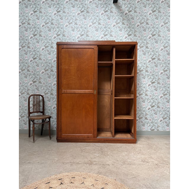 Large Parisian Wardrobe with Sliding Doors, 1940s For Sale - Image 3 of 16