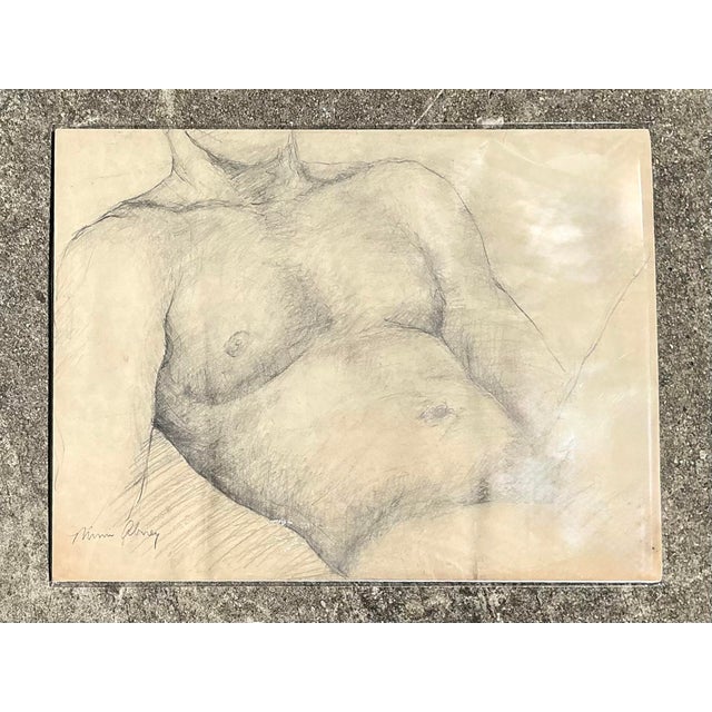Vintage Original Nude Male Sketch For Sale In West Palm - Image 6 of 12