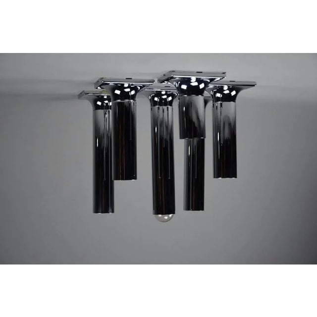 Chroome Ceiling Lamps attributed to Rolf Krüger for Staff, 1960s, Set of 6 For Sale - Image 7 of 12