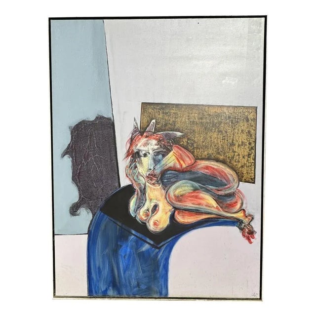 Henri Ren, Portrait, 1982, Oil on Canvas For Sale - Image 9 of 9