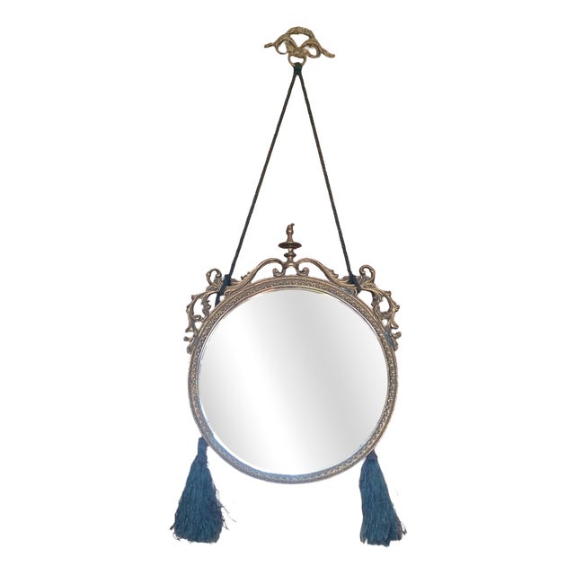 Vintage Victorian Bronze Mirror, 1950s For Sale