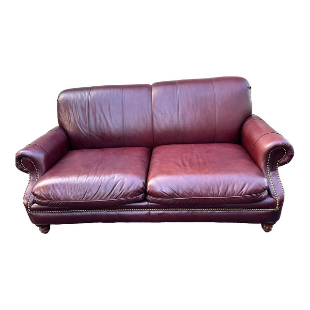 Leathercraft Claret Burgundy Leather Loveseat Chairish
