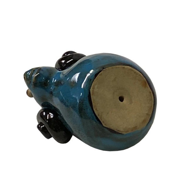 Ceramic Handmade Navy Blue Ram Small Ceramic Animal Figure Display Art For Sale - Image 7 of 9