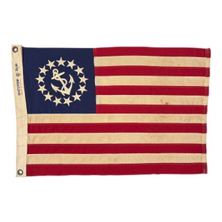 Small Vintage Cotton Sewn American Yacht Ensign Flag For Sale