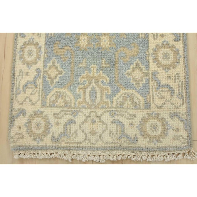 Oushak Rug 2′ X 3’1” Blue Wool Traditional Hand-Knotted Oriental Carpet For Sale In Philadelphia - Image 6 of 8