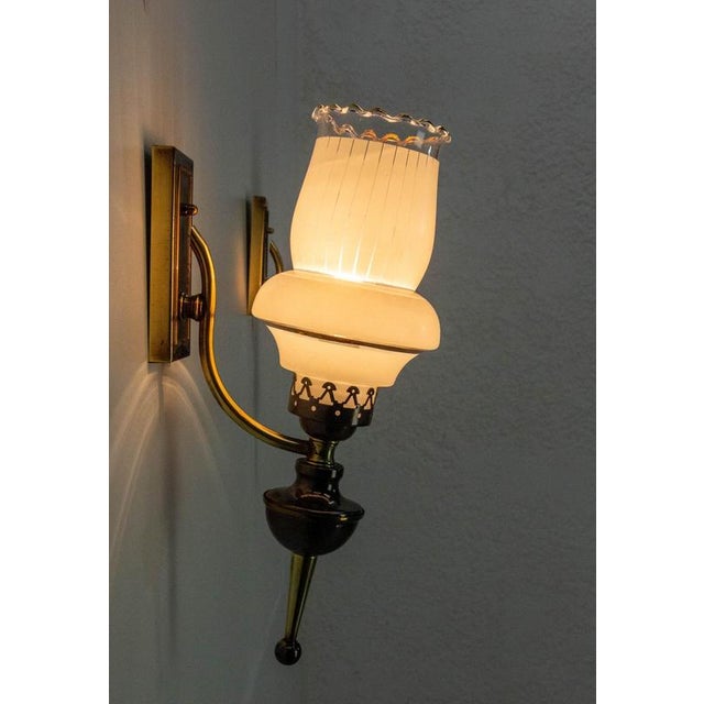 Neo-Classical Sconces in Brass & Glass, 1960s, Set of 2 For Sale - Image 10 of 13