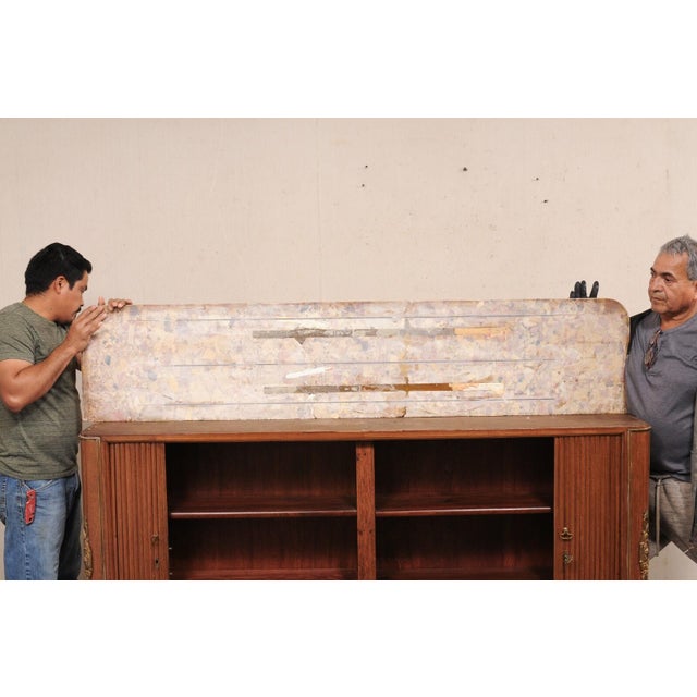 Early 20th Century French Marble Top Console w/Tambour Doors For Sale - Image 4 of 11