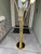 1980s Vintage 5-Light Floor Lamp Polished Brass Body Stylized Calla Lily Flower Shades For Sale - Image 5 of 12