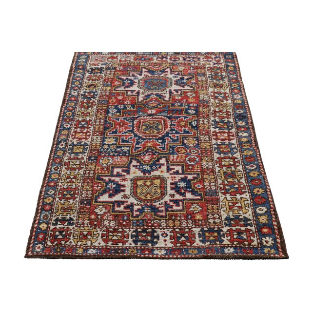 2010s Rug & Kilim’s Caucasian Style Rug in Red and Blue With Lesghi Star Medallions For Sale - Image 5 of 7