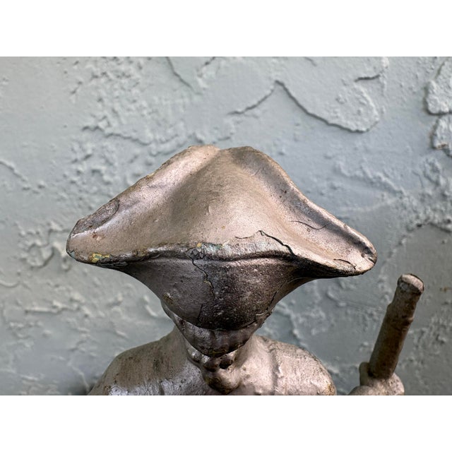 Metal Antique Cast Metal Colonial Gentleman Sculpture With Staff, Circa Early 20th Century For Sale - Image 7 of 10