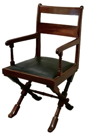 Arts & Crafts X-Frame Mahogany Desk Chair, 1880s