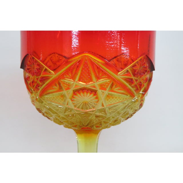 Viking Glass Amberina Yesteryear Star Footed Compote Goblet Cadmium Glow 5877b For Sale In Miami - Image 6 of 14