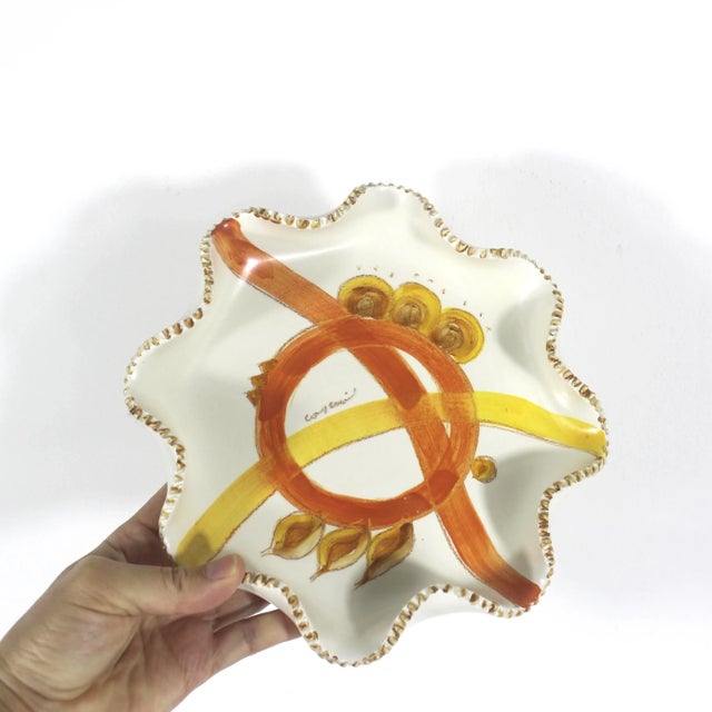 Mid-Century Modern 1960s Signed Cosmi Ceramiche Graphic Italian Pottery Dish or Catchall Mid-Century Modern For Sale - Image 3 of 7